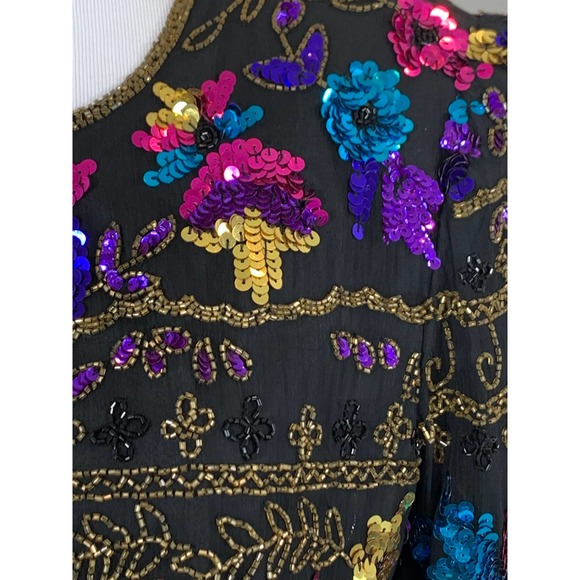 Y2K Sequin Top Evening Cocktail Holiday Party Christmas New Years Winter Wedding - Picture 3 of 12